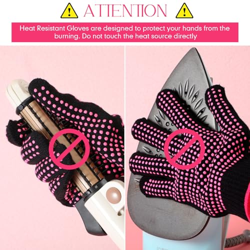 riyiper 3 pairs heat resistant gloves for sublimation gloves for heat press with silicone bumps applies to resistant work hair styling universal fit size