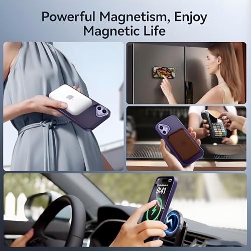 Image of AIBEX Back Cover for Apple iPhone 16 Plus MagSafe Compatible with OStand Ring Kickstand Magnetic Metal Alloy Ring | Wireless Charging | Slim Thin Scratch Resistant Armor Shockproof Protective - Purple