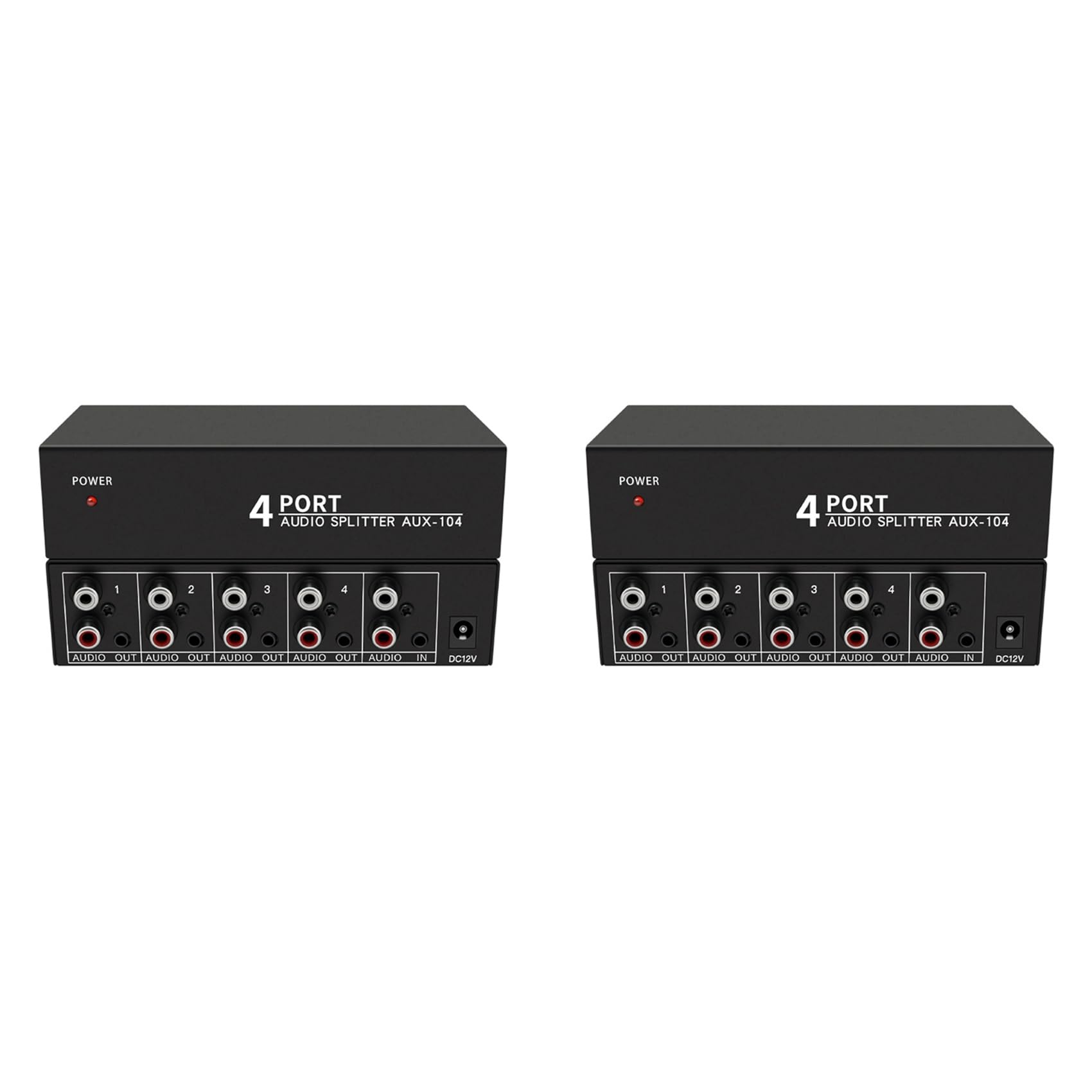2X Divisor de Audio 1 Entrada 4 Salidas L/R Aux Divisor de Audio EstéReo 1X4 Distribuidor de Audio para PC DVD Altavoz Splitte, Enchufe de la UE