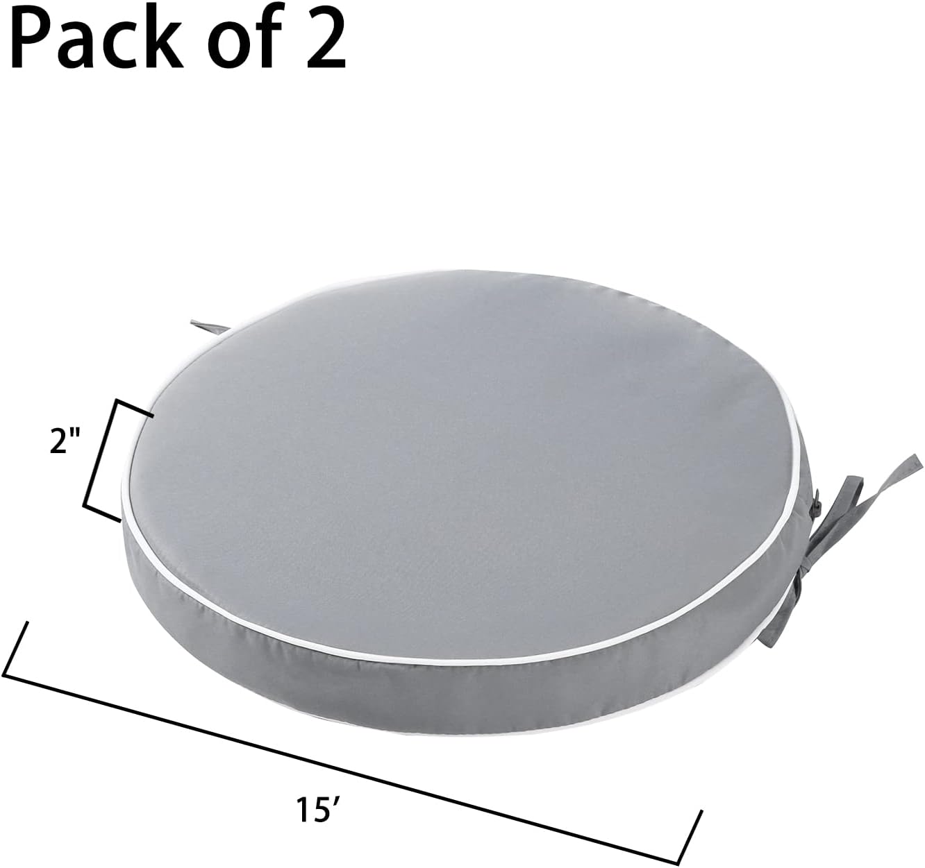 15 Inch Set of 2 Outdoor Bistro Chair Cushions,Small Patio Bistro Round Foam Seat Cushion Gray