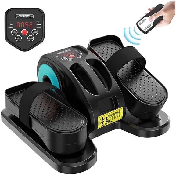 ESL Under Desk Elliptical - Portable Leg Exerciser with Pedal Strap for Seniors, Compact Seated Elliptical with Remote Control, LCD Display Electric Elliptical