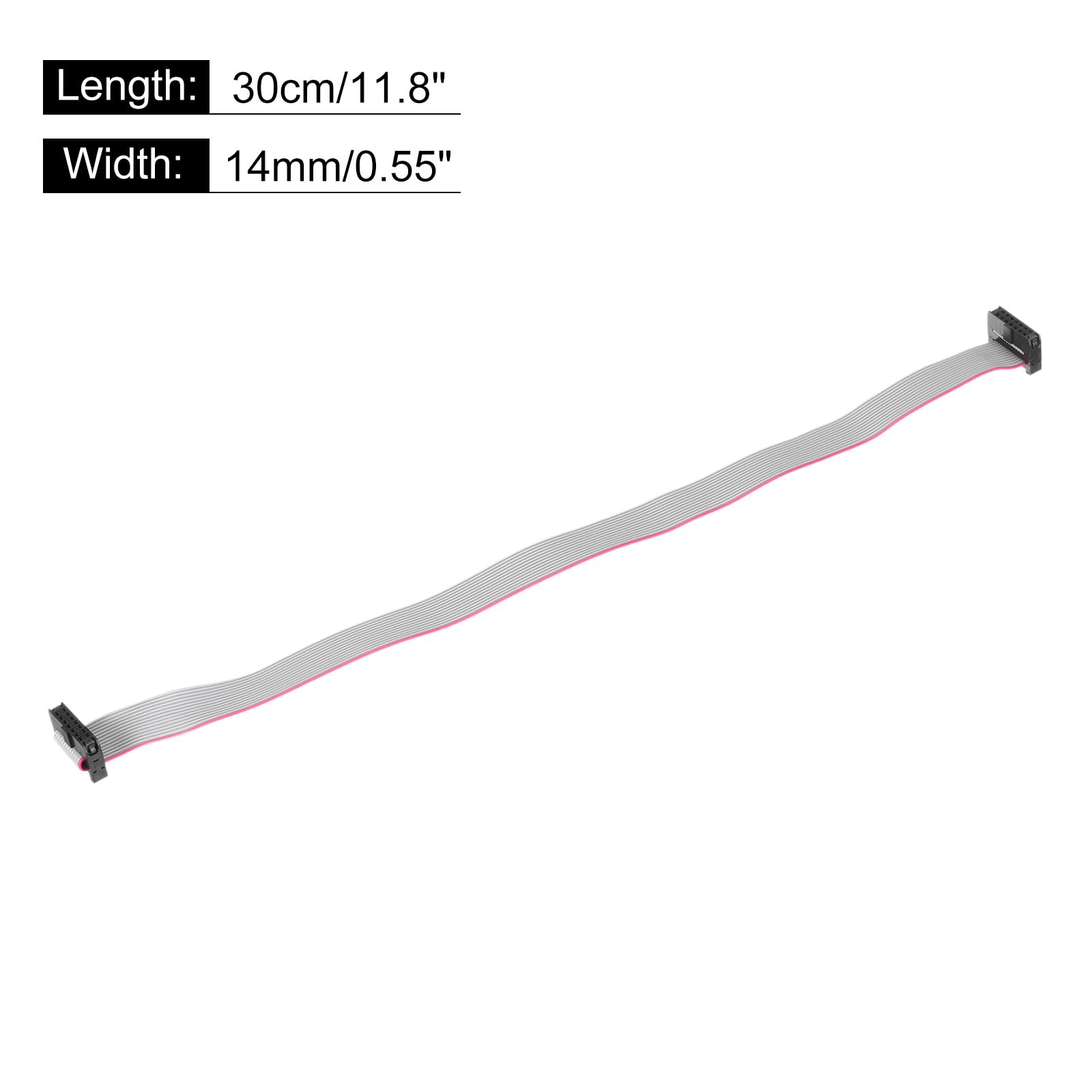 QUARKZMAN Cavo a Nastro Piatto Idc 14Pin, Passo 2.0mm, connettore Fc a Fc, Lunghezza 30cm, Filo Grigio per Computer, display Led, Dvd, 2 Pezzi