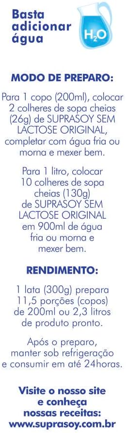SUPRA SOY Alimento Em Pó Supra Soy Sem Lactose Original -300G