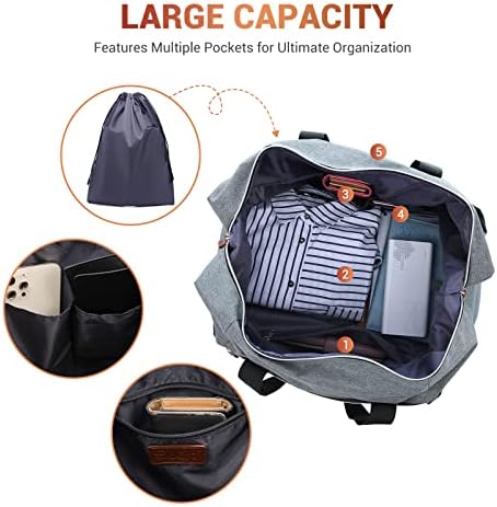 Weekender Bags for Women Sucipi Womens Overnight Bag Weekend Travel Duffel Tote with Shoe Bag, Perfect for Airplane/Travel/Hospital/Daily Use/Christmas Gift(Light gray) 4 Weekender Bags for Women Sucipi Womens Overnight Bag Weekend Travel Duffel Tote with Shoe Bag, Perfect for Airplane/Travel/Hospital/Daily Use/Christmas Gift(Light gray)