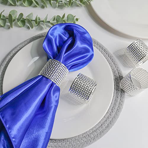 LogHog Delicate Alloy Napkin Rings Set of 6, Ideal Table Setting Napkin Decor for Wedding,Parties,Holiday. (Woven Silver)