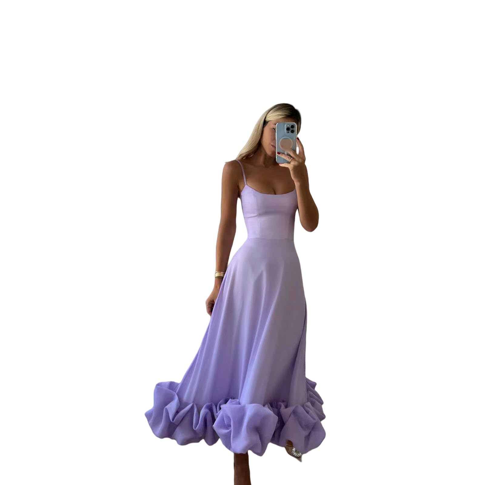Vestidos de Verano Vestidos Largos de Verano Femeninos Vestidos Casuales de Tirantes Delgados Vestidos de Vacaciones Vestidos de Playa, HUTALIM, Color Violet, l