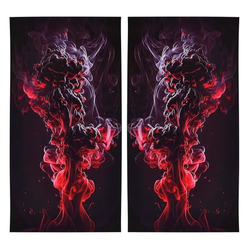 Image of Blueshyhall 2PCS Car B-Pillar Vinyl Decals, Red Smoke Personalized Vehicle Door Pillar Sticker, HD Printed PET Waterproof Sun Protection Scratch Cover