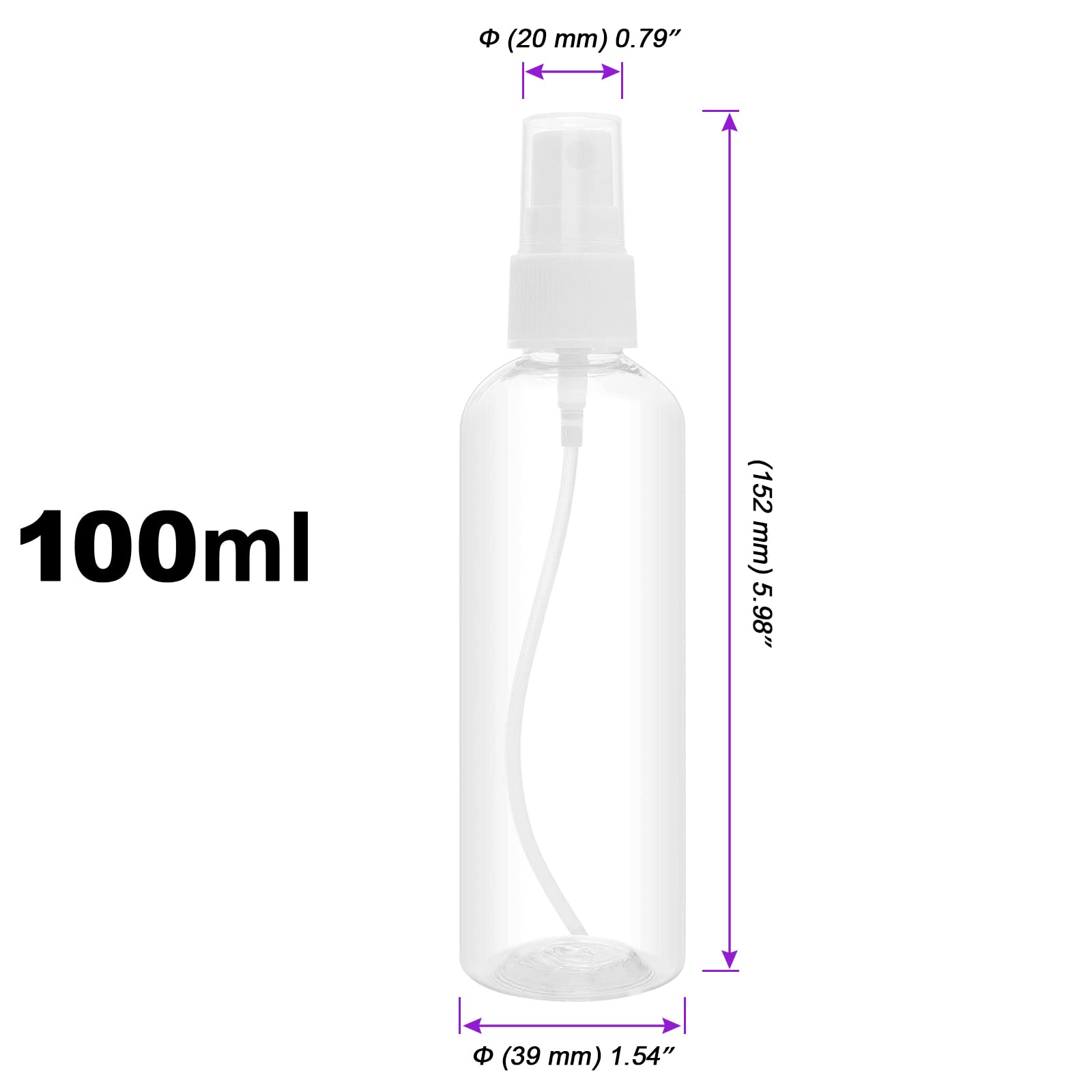 Flacon Spray Vide 100ml - Lot de 40 Pièces Flacon Vaporisateur Voyage Avion en Plastique Transparent avec Entonnoir pour Parfum, Huiles Essentielles, Cosmétiques