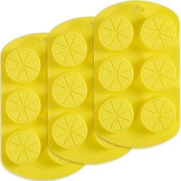 Newk Fruit Shaped Silicone Mold - 4 Packs, 6-Cavity Lemon 3D Bakeware, Nonstick Food Grade for Soap, Ice Cube, Candies, Fondant, Chocolate