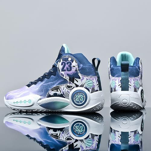 Image of Men's High-Top Basketball Shoes Anti-Slip and Wear-Resistant Soles Running Shoes Graffiti Design Fashionable Sports Shoes