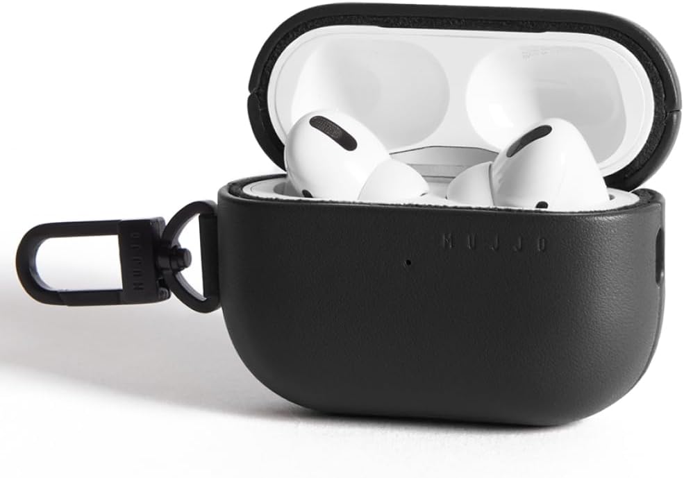 Mujjo Leather Case for AirPods Pro (2nd Gen) - Wireless Charging Compatible - Durable & Luxurious Design - Secure Fit - Premium Leather - Black