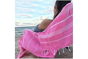 Sandproof Pink Beach Towel Blanket Hidden Pocket Fast Drying Authentic Turkish Oversized 38x75