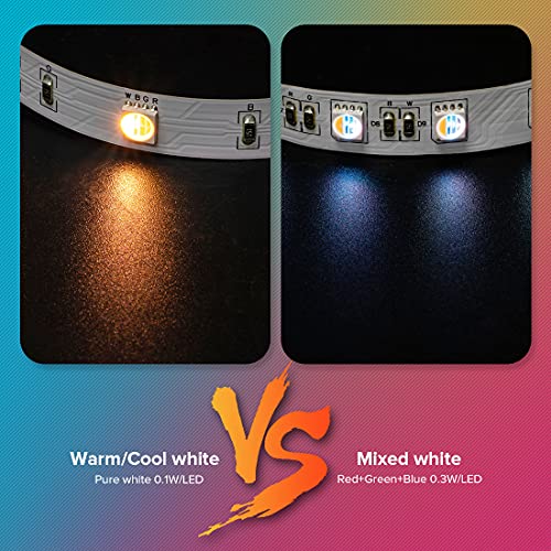 Btf-Lighting Rgbw Bluetooth Music App 65.6Ft Led Strip Lights Rgb+ Warm White 3000K 4 Colors In 1 Led Color Changing Lights Strip For Bedroom, Desk, Home Decoration, With Remote And 12V Power Supply #TOP1