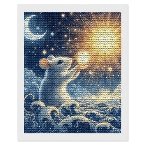 Kit broderie diamant 5D souris mer anti stress adulte décoration murale