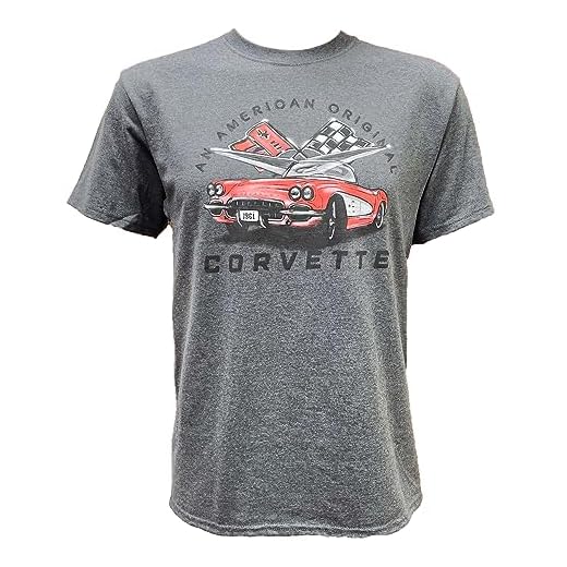 Vintage Goods Apparel Men's Retro Feel Graphic T-Shirt, Classic 1961 Corvette - Officially Licensed Chevy Tee, Gift for Corvette Collectors, Antique Sports Car Lovers (Heather Ash Grey, XX-Large)