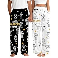LASFOUR Personalized This Grandpa Belongs To Pajama Pants, Custom Grandpa Dad Pajamas Pants, Grandpa and Grandma Pjs, Christmas Birthday Gifts for Mom, Dad, Grandpa, Grandma