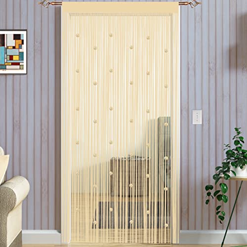 Taiyuhomes Cortina Puerta Exterior Cortinas Tiras para Puertas Exteriores Terraza Cortinas Antimoscas Salon Dormitorio 90x200cm Beige