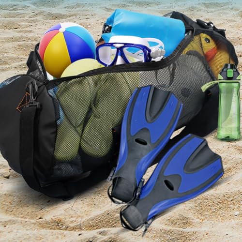 Durlo Extra große, faltbare Netz-Strandtasche mit verstellbarem Schultergurt zum Tauchen und Schnorcheln​