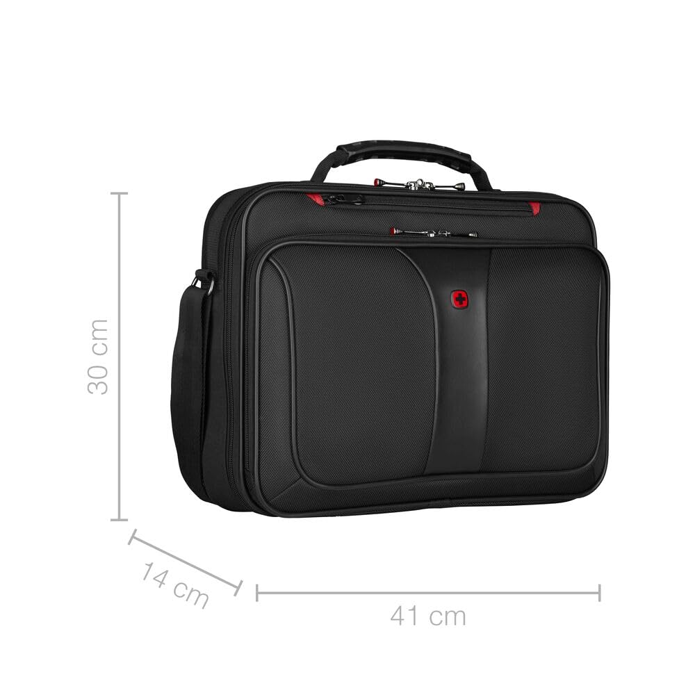 WENGER Legacy 16 Laptop-Tasche zum Umhängen, Notebook bis 16 Zoll, Aktentasche, Organizer, 15 l, Damen Herren, Büro Business-Reisen Uni, Schwarz, 600647