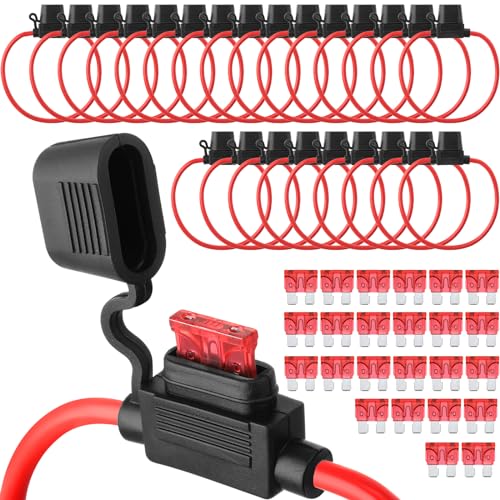 48 Pcs Inline Fuse Holder with ATC Blade Fuses, 16 Awg with 10 A