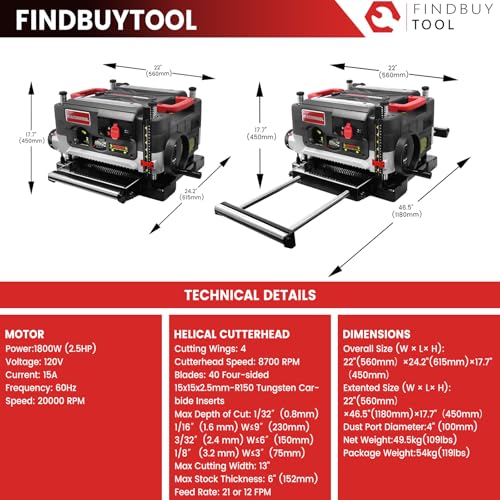 FINDBUYTOOL 13-Inch Helical Planer