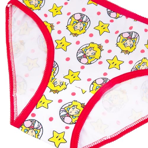 Nintendo Girls' Princess Peach, Daisy, Yoshi, Super Mario and Luigi 100% Combed Cotton Underwear Available in Size 4, 6 and 82