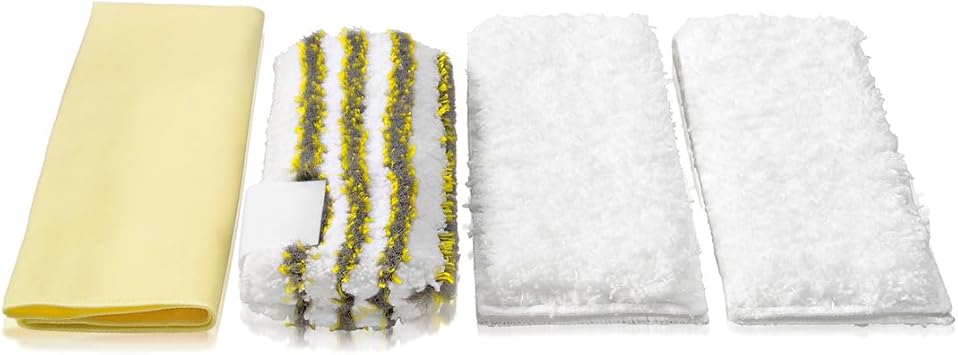 Karcher Set of 4 Premium Velour Micro-Fibre Cleaning Cloths for Steam Cleaners - Specifically Designed for Bathroom Cleaning