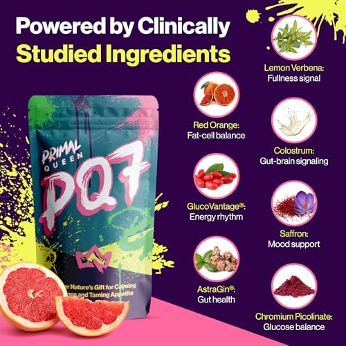 Primal Queen PQ7 Appetite Control Supplement for Women – Supports Cravings, Hunger & Fullness Signals – Stimulant-Free Formula with Clinically Studied Ingredients – 60 Capsules - 1