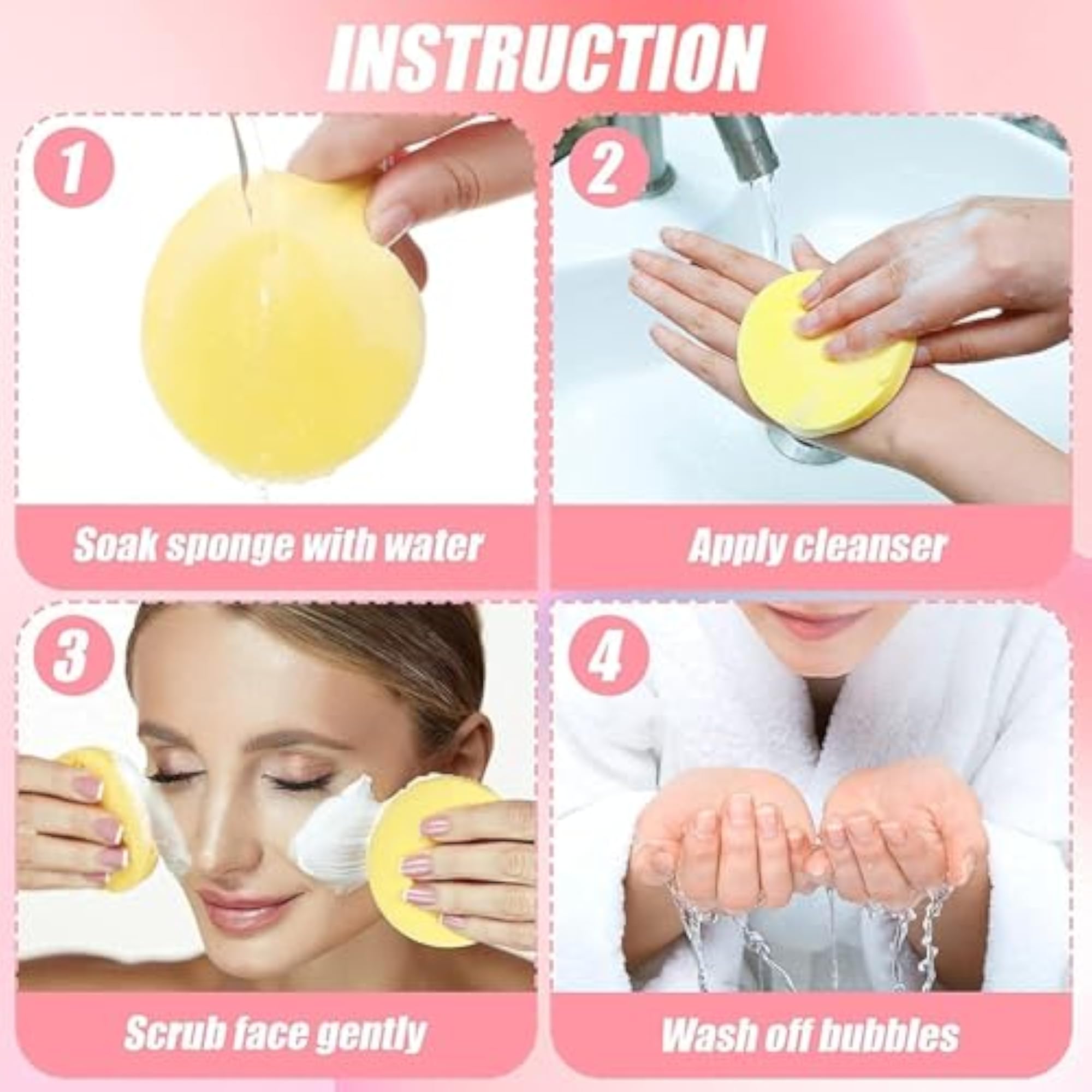 Angelie Exfoliating Facial Sponge, Deep Cleansing Pad (Pack of 2)