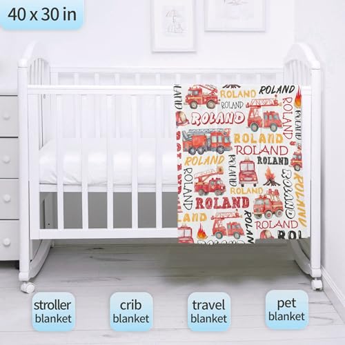 Image of Personalized Fire Trucks Firefighter Custom Baby Blanket Gifts for Boys Girls Super Soft Blanket Swaddle Newborn Cozy Receiving Blanket Stroller Throw 40x30 in for Puppy