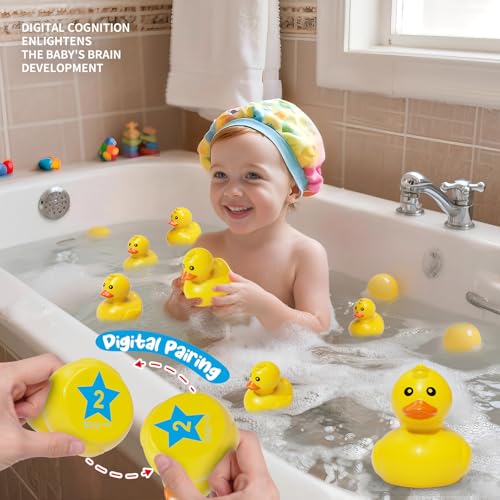Yellow Plastic Ducks Bath Toys, 20 Pack Bathtub Floating Numbers Duck Bulk | Fun Memory Games for Baby Shower, Infants, Toddlers, Preschoolers, Birthday Party, Carnival Game Beach Pool Decoration Gift by XINGLETOYS - Used condition - Image 6