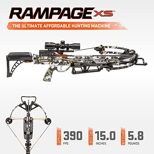 Wicked Ridge by TenPoint Rampage XS Crossbow, Peak XT - 390 FPS - Includes Lighted 3X Pro-View Scope, Rope-Sled, Tactical Stock & Three Match 400 Carbon Alpha-Nock Arrows - Thumbnail 2