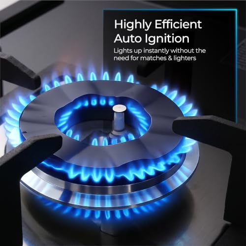 Image of Lifelong 4 Burner Hob | 8mm Thick Toughened Glass | Highly Efficient Auto Ignition Tabletop Gas Stove & Wok Burner | 360 Multidirectional Gas Inlet | Spill-Proof & Easy Clean Surface (Black)