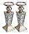 Creative Scents Schonwerk Pillar Candle Holder Set of 2- Crackled Mosaic Design- Home Coffee Table Decor Decorations Centerpiece for Dining/Living Room- Best Wedding Gift (Silver)