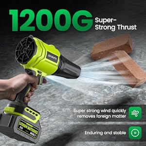 YUQUESEN Cordless Leaf Blower, 980,000 RPM Handheld Leaf Blower with 2 Batteries & Charger, Lightweight Leaf Blowers for Patio, Lawn, Leaves, Dust - Bright Green — photo 4 of 6
