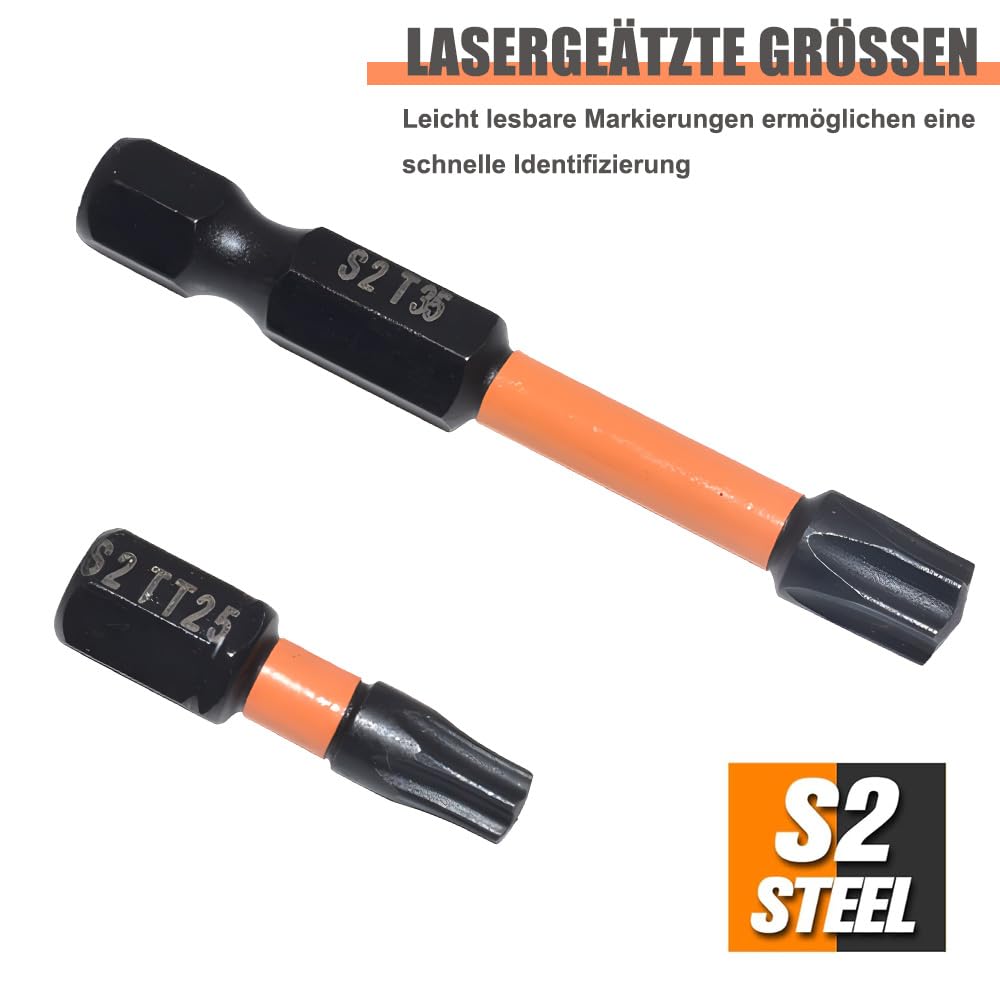 Saipor Lot De 26 Embouts De Tournevis Torx T7-T40, En Acier Magnétique S2, Tige Hexagonale 1/4", Foret De 25 Mm Et 50 Mm De Long