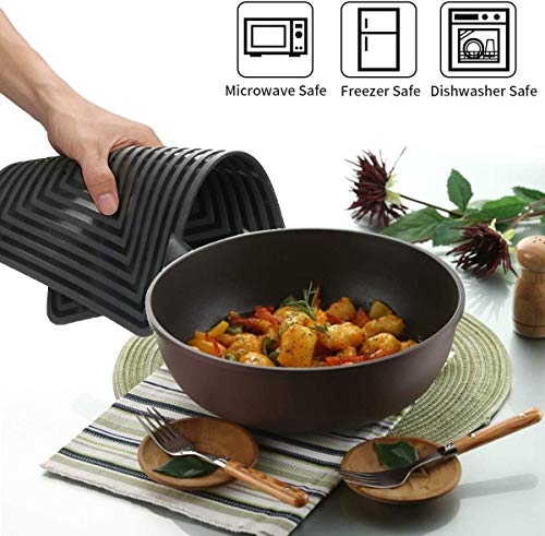 Large Silicone Trivet Mats For Hot Dishes/Pots Pans, Heat Resistant Pot Holder,9"X12" Non Slip Flexible Durable Pot Coaster Kitchen Table Mats Set Of 2 (Black) #TOP2
