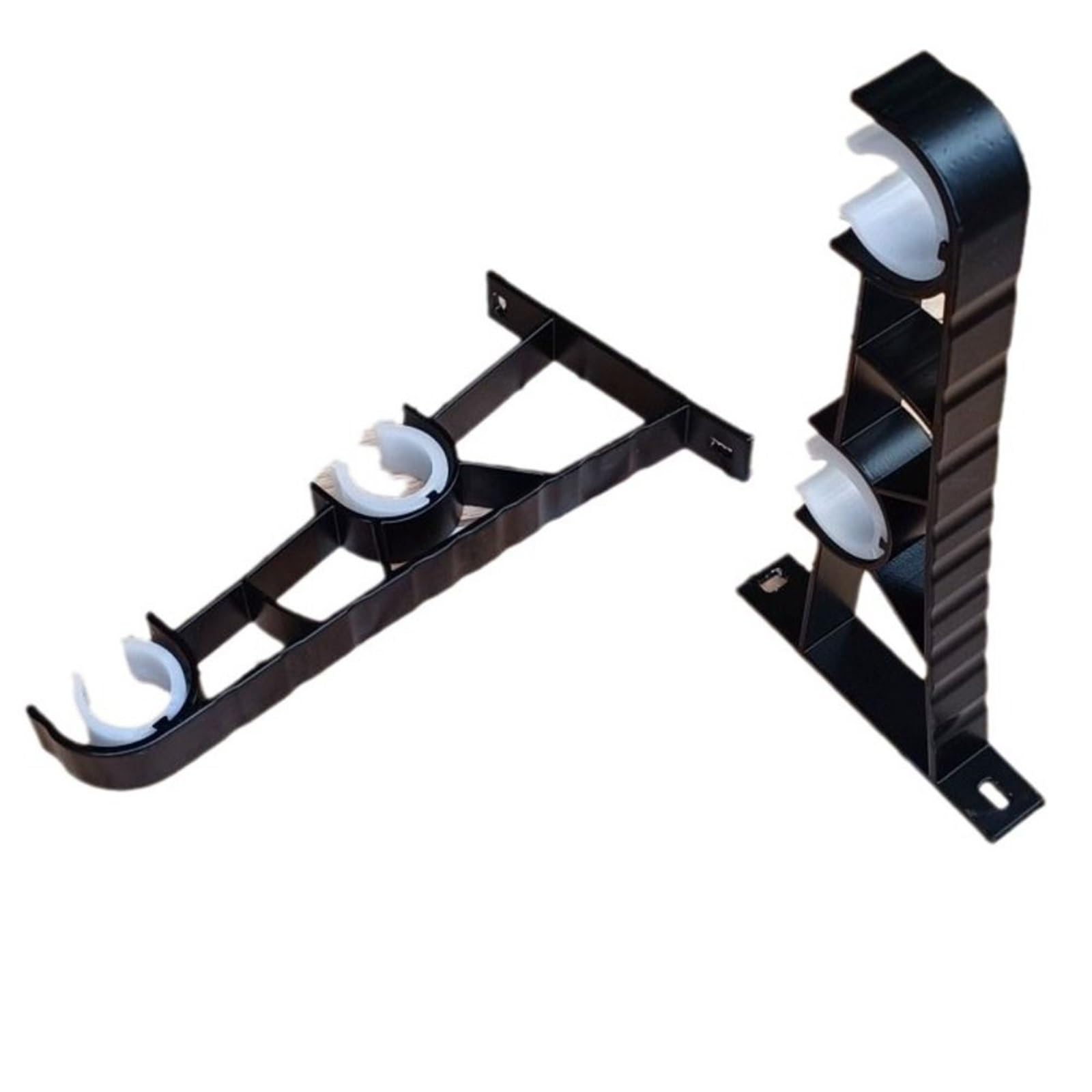 Gbrcen Curtain Rod Brackets 2PCS Black Curtain Rod Brackets Wall Curtain Rod Retainers Double Bracket Curtain Rod Hooks Aluminum Alloy Curtain Rod Hangers