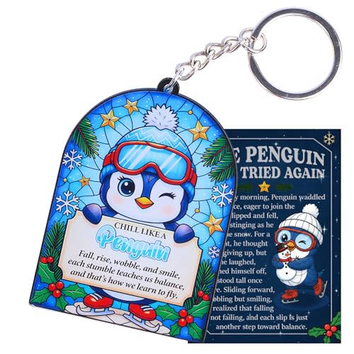 ZUNGHAND Positive Penguin Keychain – Cute Penguin Keychain for Women Men, Birthday Christmas Presents for Family Teacher Friend, Mini Gift for Team, Cute Gifts for Coworker, Positive Promotions Gift