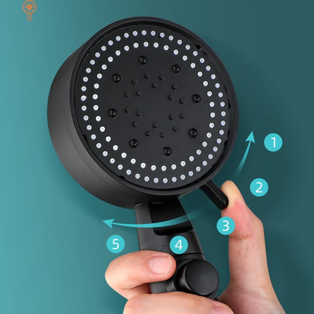 Cabezal de ducha de alta presión de 5 velocidades con soporte, cabezal de ducha de filtro de mano, ajuste universal, cabezales de ducha de baño que ahorran agua para una experiencia de ducha