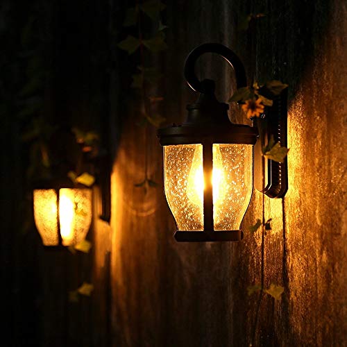 Lampe murale externe lanterne jardin luminaire noir rétro - 5