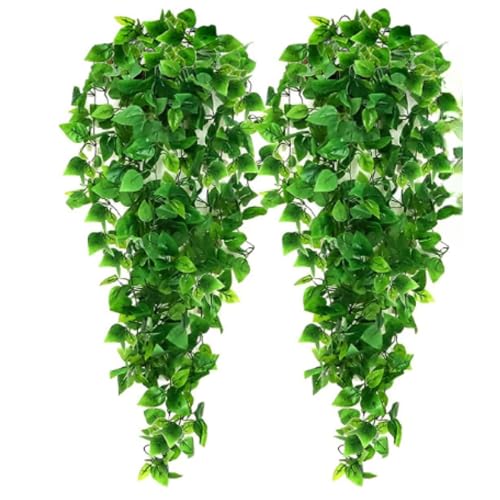 2 Pendentes Folhagem Jardim Vertical Enfeite Realista 100cm