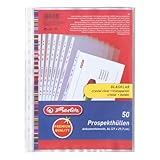 extra starke Folie Herlitz 5850508 Prospekthülle Premium, A4 glasklar, 50er Packung
