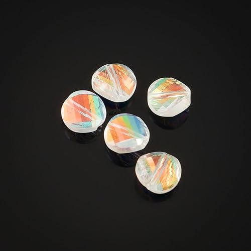 Miniatura 3 de Adabele - 25 cuentas de cristal sueltas con giro redondo plano y facetado de 0.315 in (0.315 in), transparente AB compatible con Swarovski Preciosa