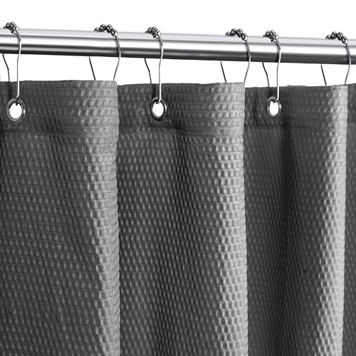 Tititex Solid Grey Cloth Fabric Shower Curtain Liner with 2 Magnets - Texture Soft Hotel Quality Waterproof Shower Liner, Light-Weight & Machine Washable 36x72 inch