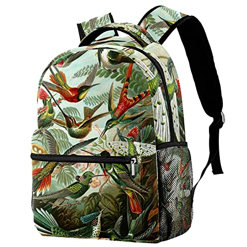 Sac à dos de voyage oiseau rétro haut de gamme avec porte-bouteille pour fille et garçon