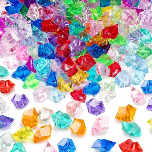 100 Stück schillernde künstliche Eiswürfel, 28 x 18 mm große zerstoßene Eissteine ​​aus Acryl, künstliche Eis-Tischstreuer, funkelnde künstliche Kristalle, für Vasenfüllungen, Hochzeitsfeiern, Kunst-