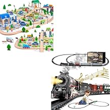 172Pcs Wooden Train Set for Toddlers & Train Set with More Track Classic