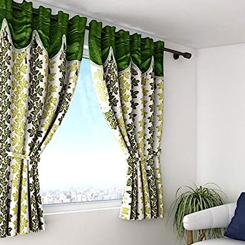 Image of Cortina Single Pcs Curtains for Window, Print Polyester Window Curtains for Bedroom, Kitchen, Kids or Living Room - Green (115 cm x 150 cm)