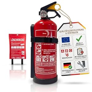 Pulverfeuerlöscher 1kg Plus Feuerlöschdecke Brandschutz Set